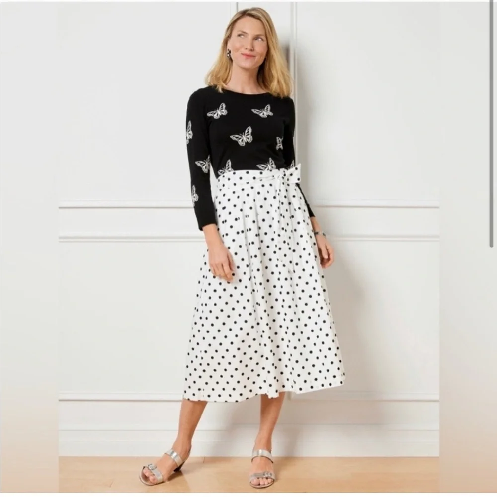 Talbots Black and White Polka Dot A-Line Skirt - Picture 8 of 8